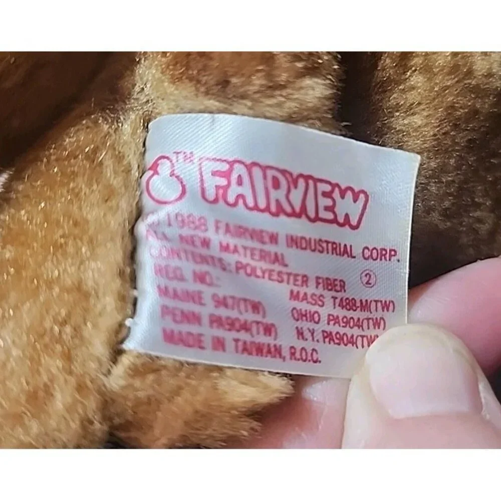 1988 Fairview Brown Santa Hat Plush Teddy Bear Christmas Stocking Pouch Vintage
